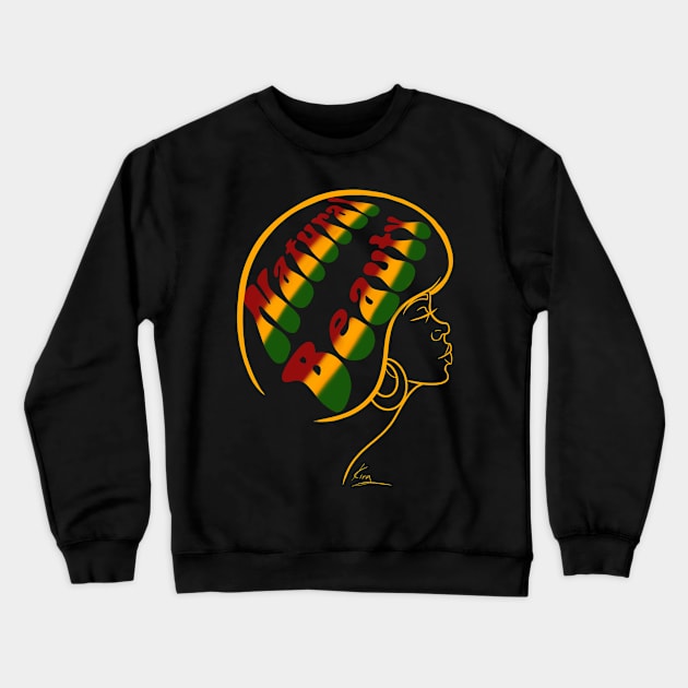 Natural Beauty  | Black Woman Art | Red Yellow Green Crewneck Sweatshirt by kiraJ